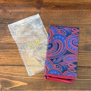 Men’s Paisley Red, Blue and Black Pocket Square
